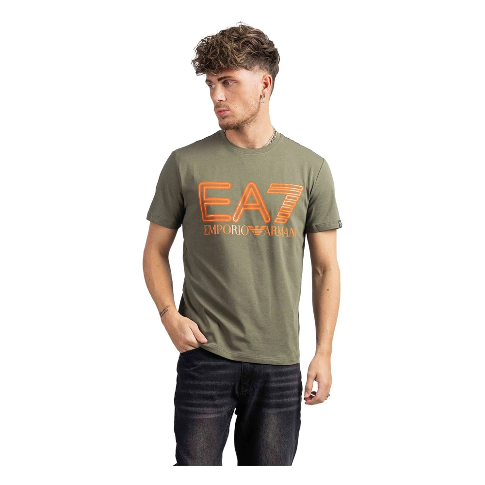 Emporio Armani EA7 Big Logo T-Shirt Heren Donkergroen Oranje Green Heren