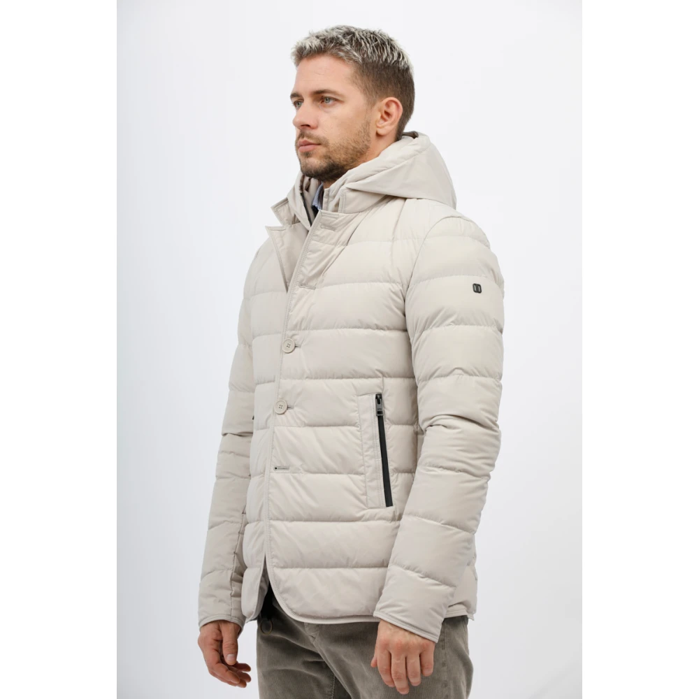 Duno Gewatteerde Bi-Stretch Jas met Capuchon Beige Heren