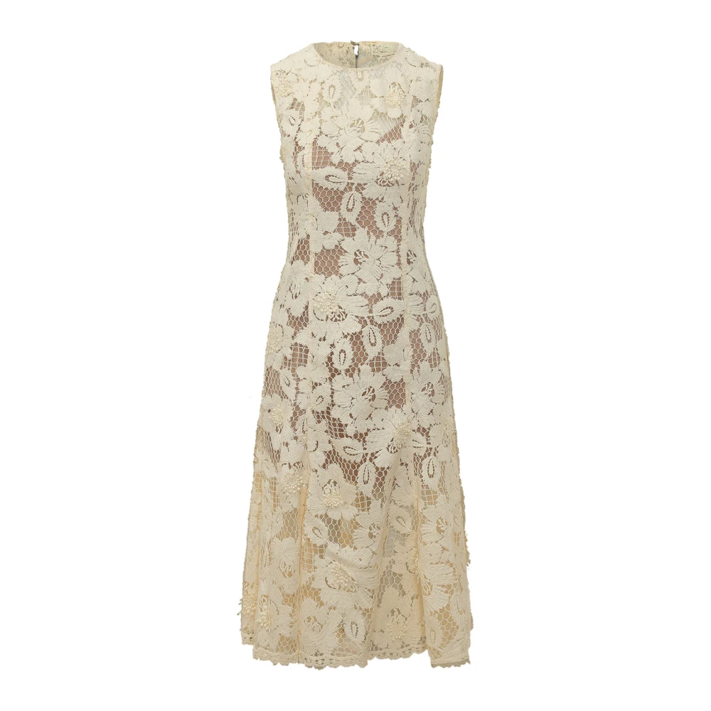 Self Portrait Women's Yellow Crochet-Lace Midi Dress