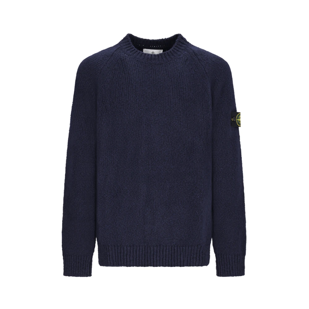 Stone Island Blue Round-Neck Knitwear, Male, L, Crew Neck
