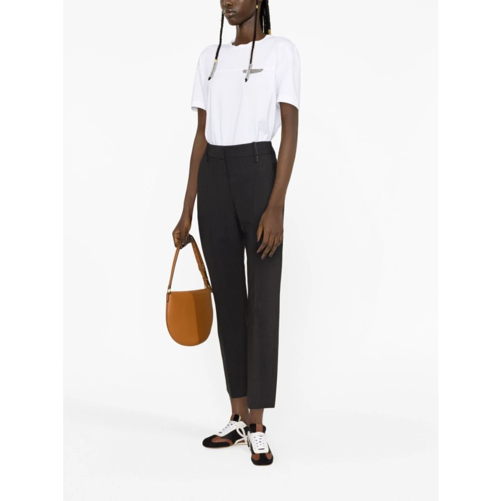 BRUNELLO CUCINELLI Antraciet wollen broek met monile detail Gray Dames