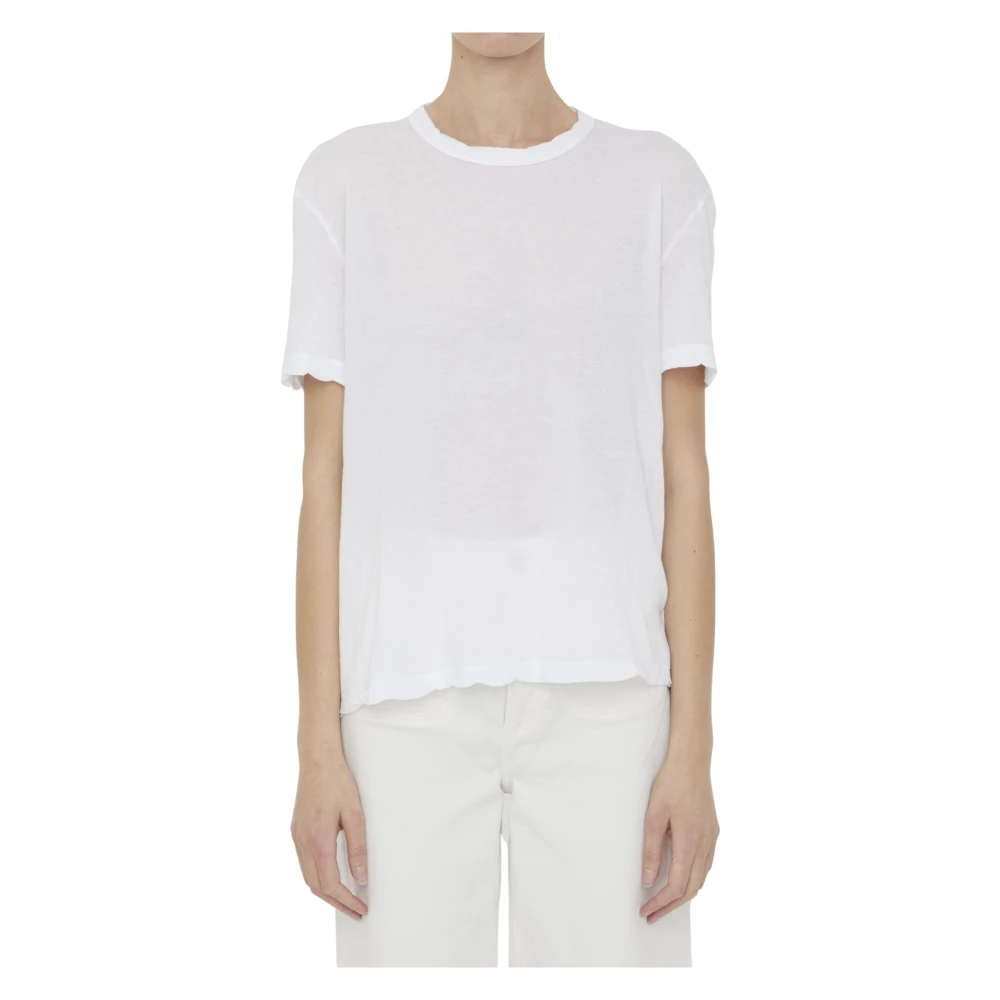 James Perse Frisse witte katoenen T-shirt met gekreukelde randen White Dames