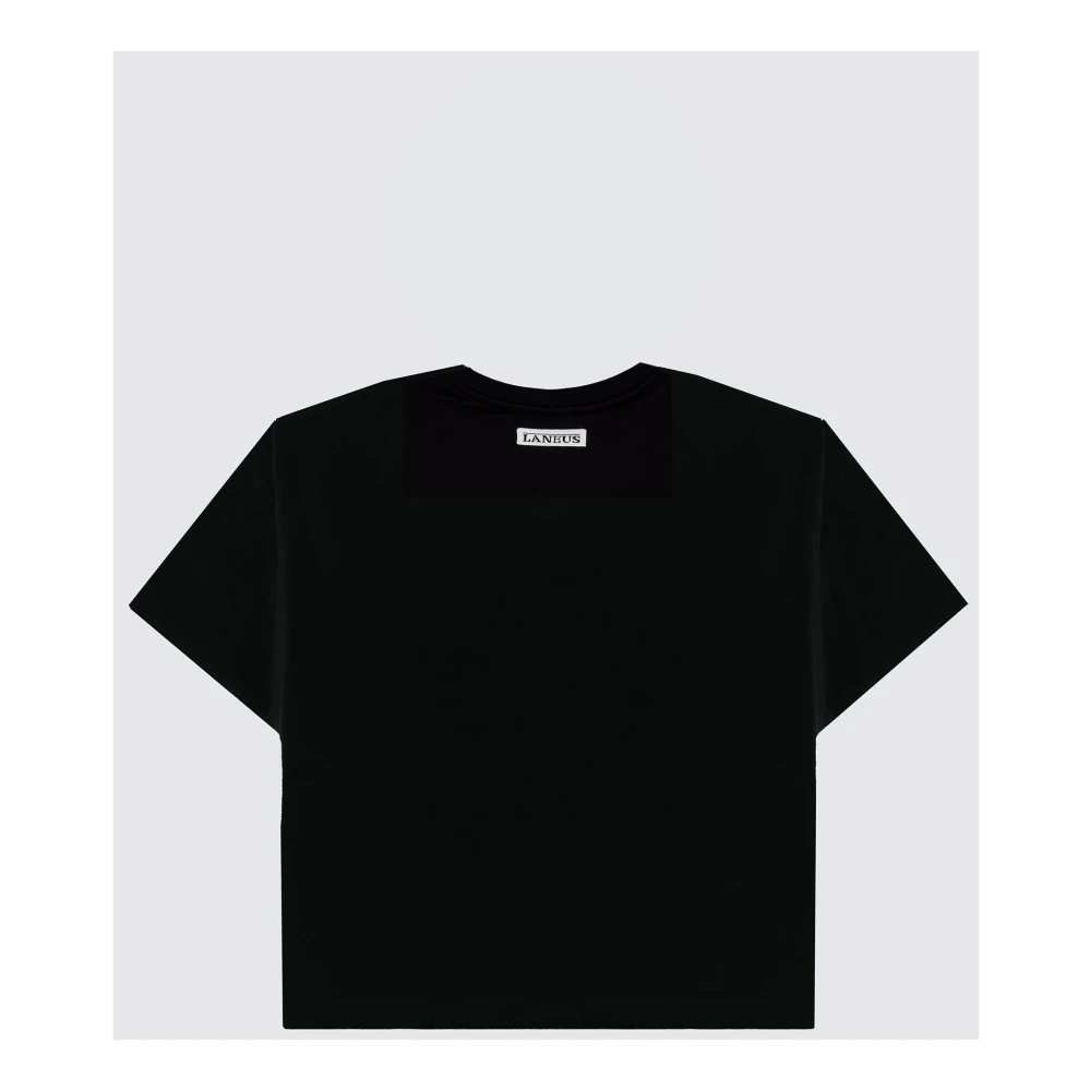 Laneus Oversize Ronde Hals T-shirt Gewatteerd Jersey Black Unisex