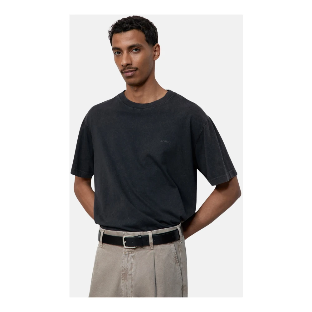 closed Stone Washed Logo Print Jersey T-shirt Black Heren