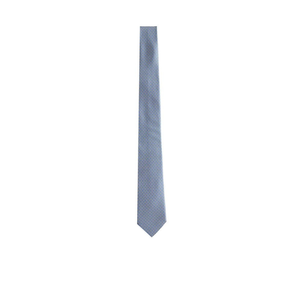 Ferragamo Men's Blue Gancini Print Silk Tie - Ties - One Size - Accessories