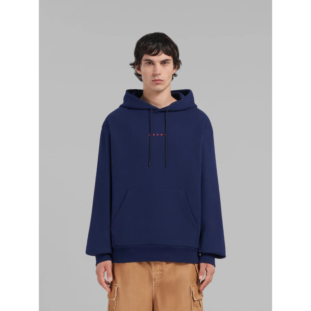 Marni katoenen hoodie met mini print Blue Heren