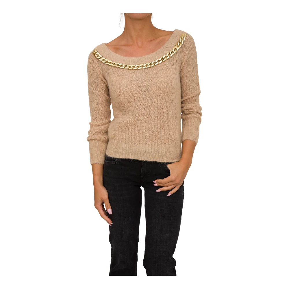 Guess Women's Beige Round-Neck Knitwear, Xs, Jumper