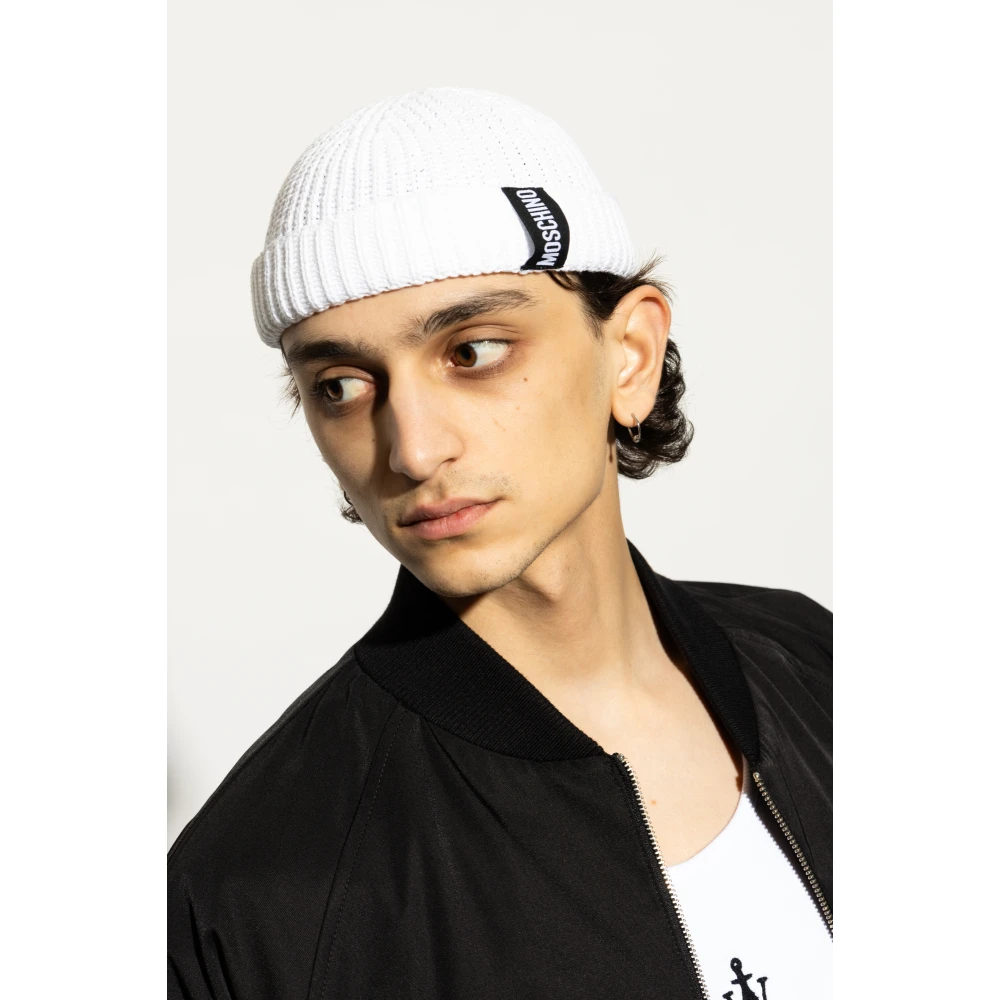 Moschino Katoenen pet met logopatch White Unisex