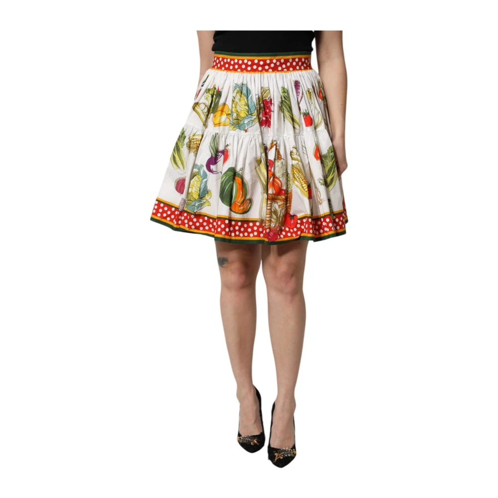 Dolce & Gabbana Vrouw Multicolor Rokken Dames, Veelkleurig, M, Katoen, Gedrukte Minirok Met Hoge Taille