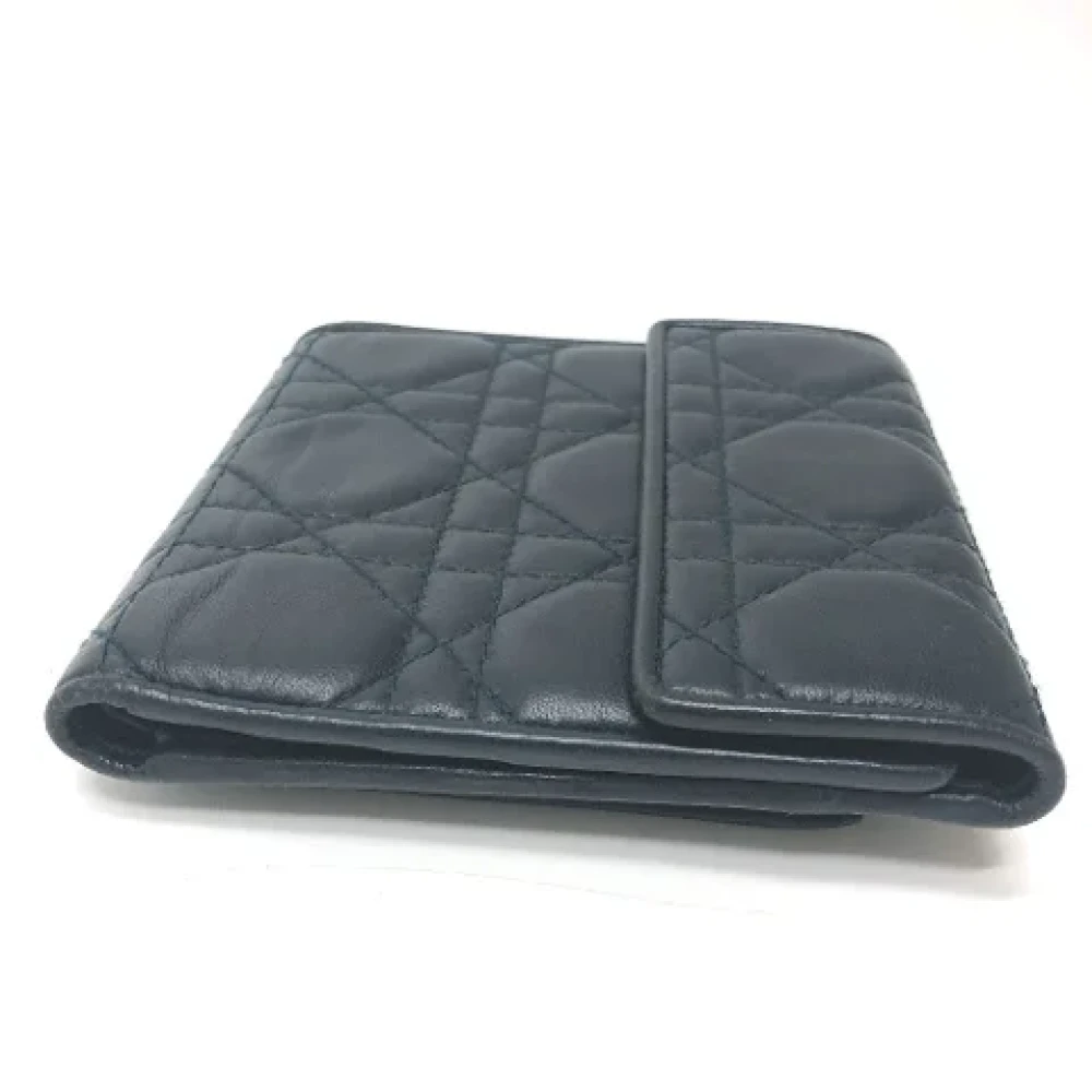 Dior Vintage Pre-owned Leather wallets Blue Dames