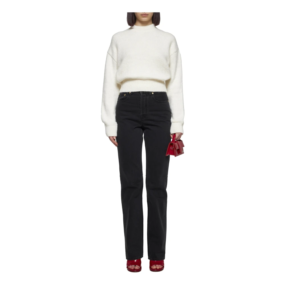 Jacquemus Beige Box-Fit Sweater met Mock Neck Beige Dames