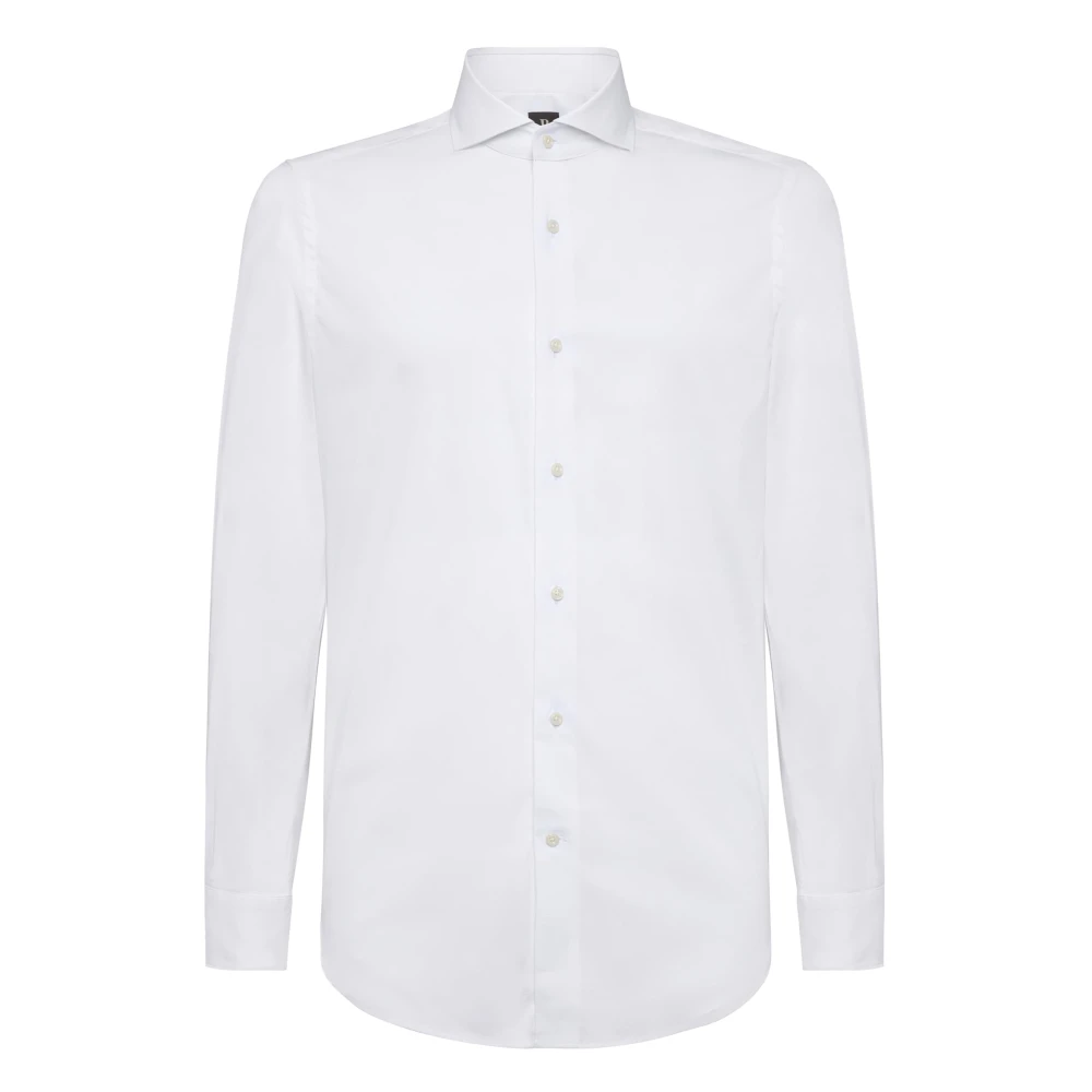 Boggi Milano Slim Fit Stretch Katoenen en Nylon Overhemd White Heren