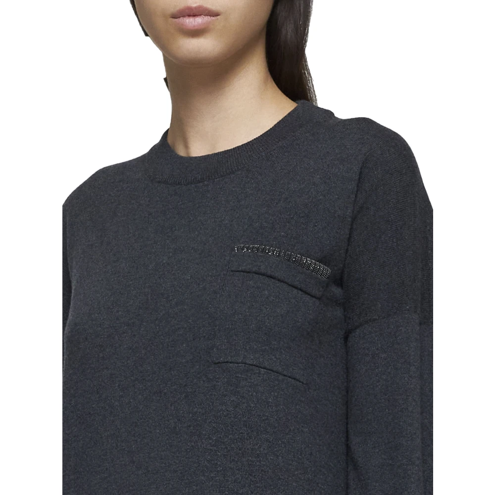 BRUNELLO CUCINELLI Kasjmier Crew Neck Sweater Zwart Black Dames