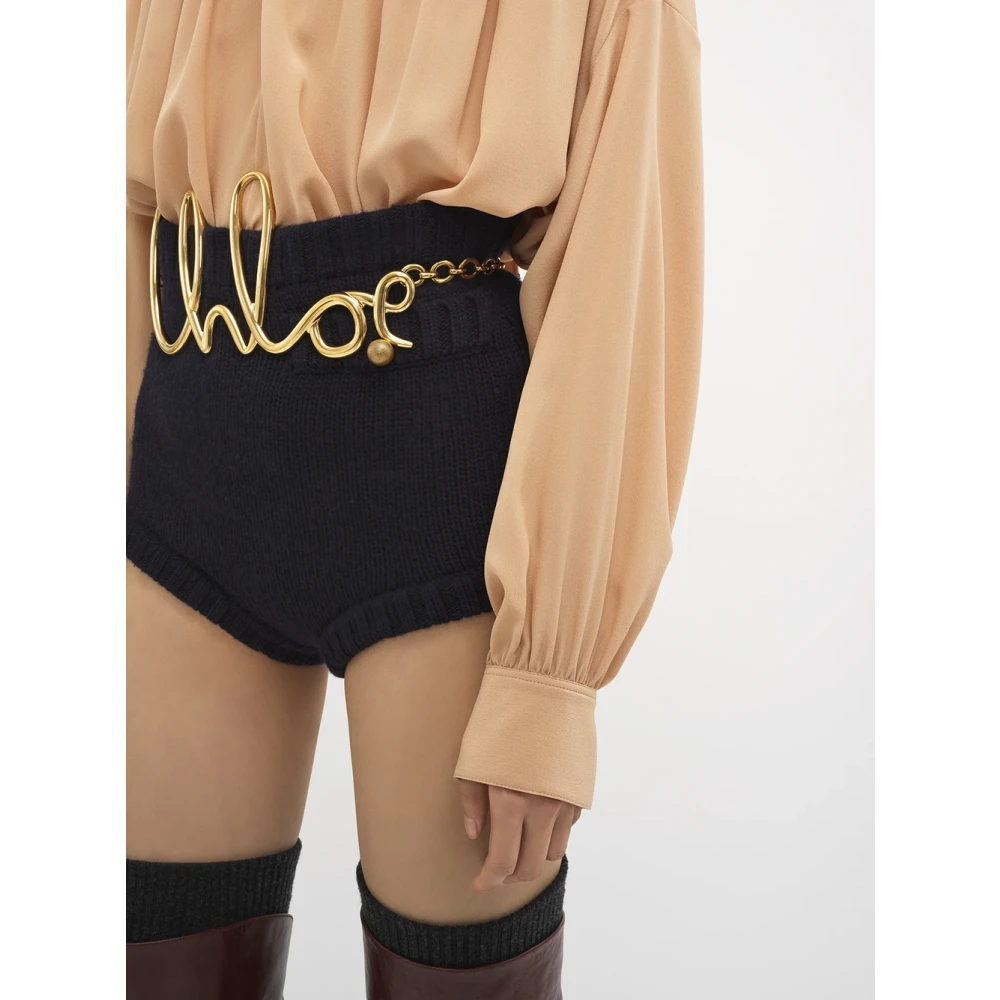 Chloé Zijden Beige Blouse met Lavallière Sjaal Beige Dames