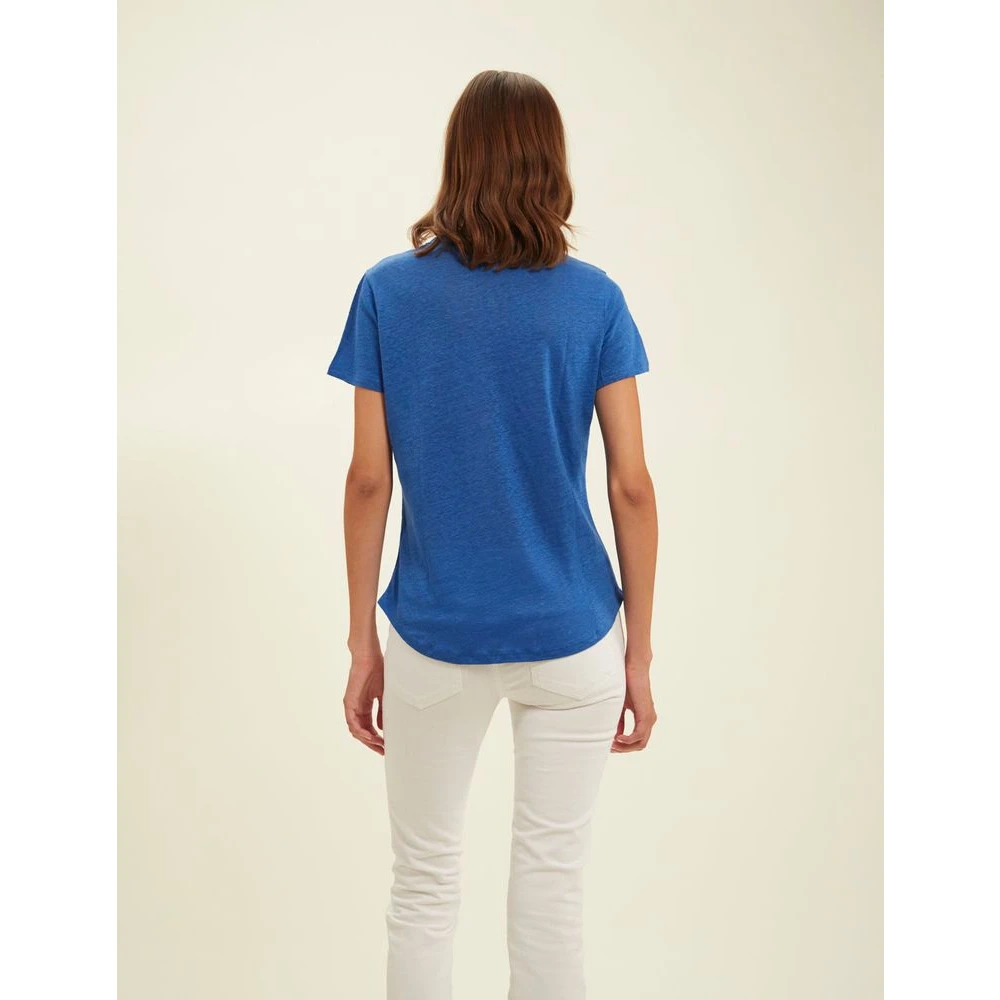 Ines De La Fressange Paris Kobaltblauw Linnen T-shirt Blue Dames