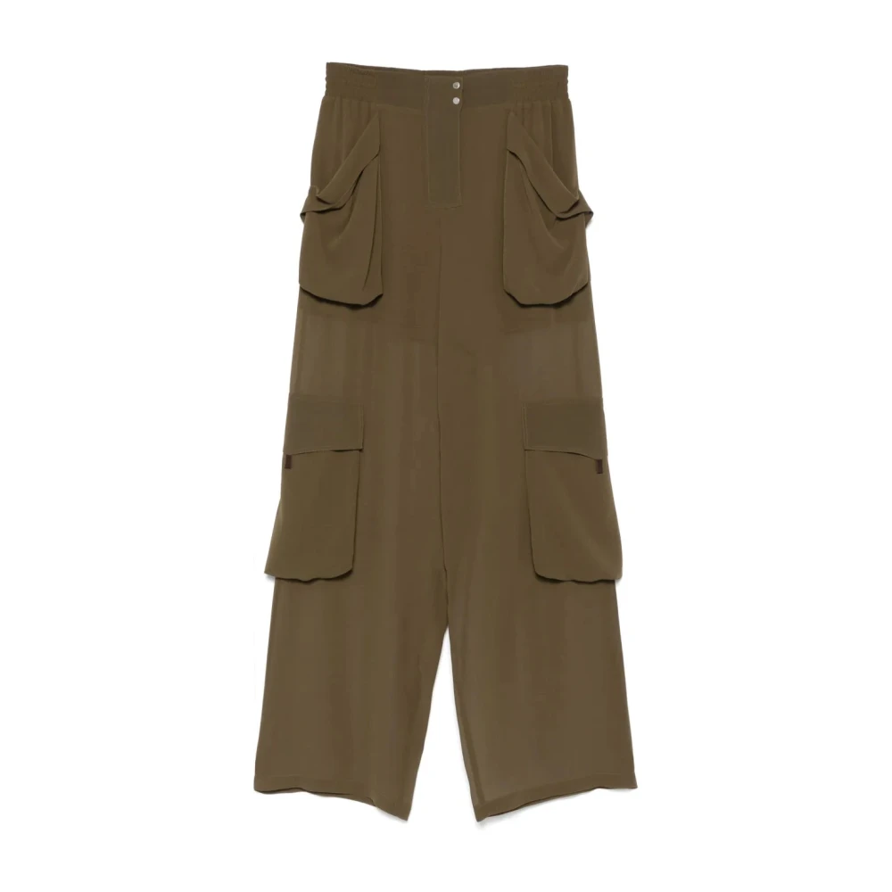 Pinko Women's Green Sottocasa Trousers - Wide Trousers - M - Trousers
