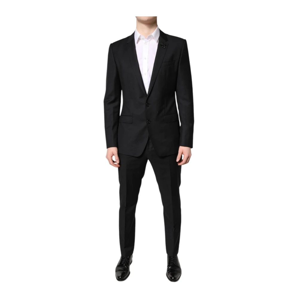 Dolce & Gabbana Black Slim Fit Wool Suit - 2 Piece - Male - Single Breasted Suits - M - Suits