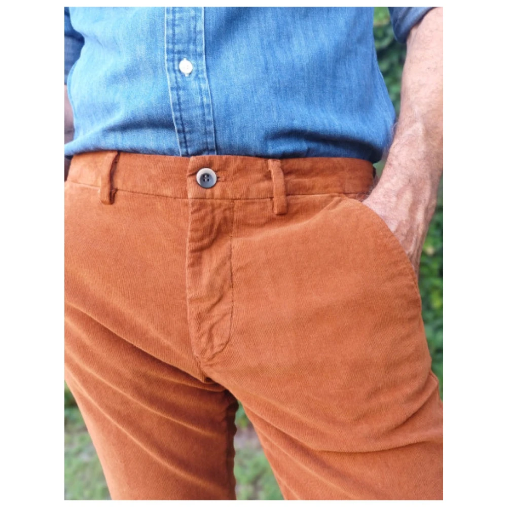 Mason's Slim Fit Fluweel Katoenen Chino Broek Brown Heren