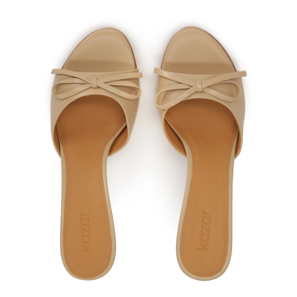 Kazar Beige flip-flops met leren strik