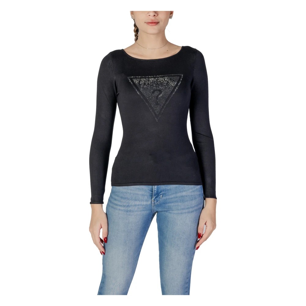 Guess Women's Black Round-Neck Knitwear,, Round-Neck Knitwear Medium