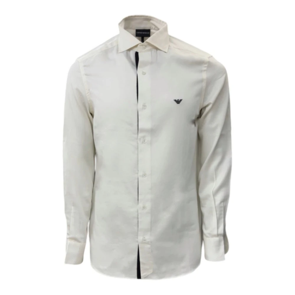 Emporio Armani Wit Regular Fit Overhemd met Geborduurd Adelaarslogo White Heren