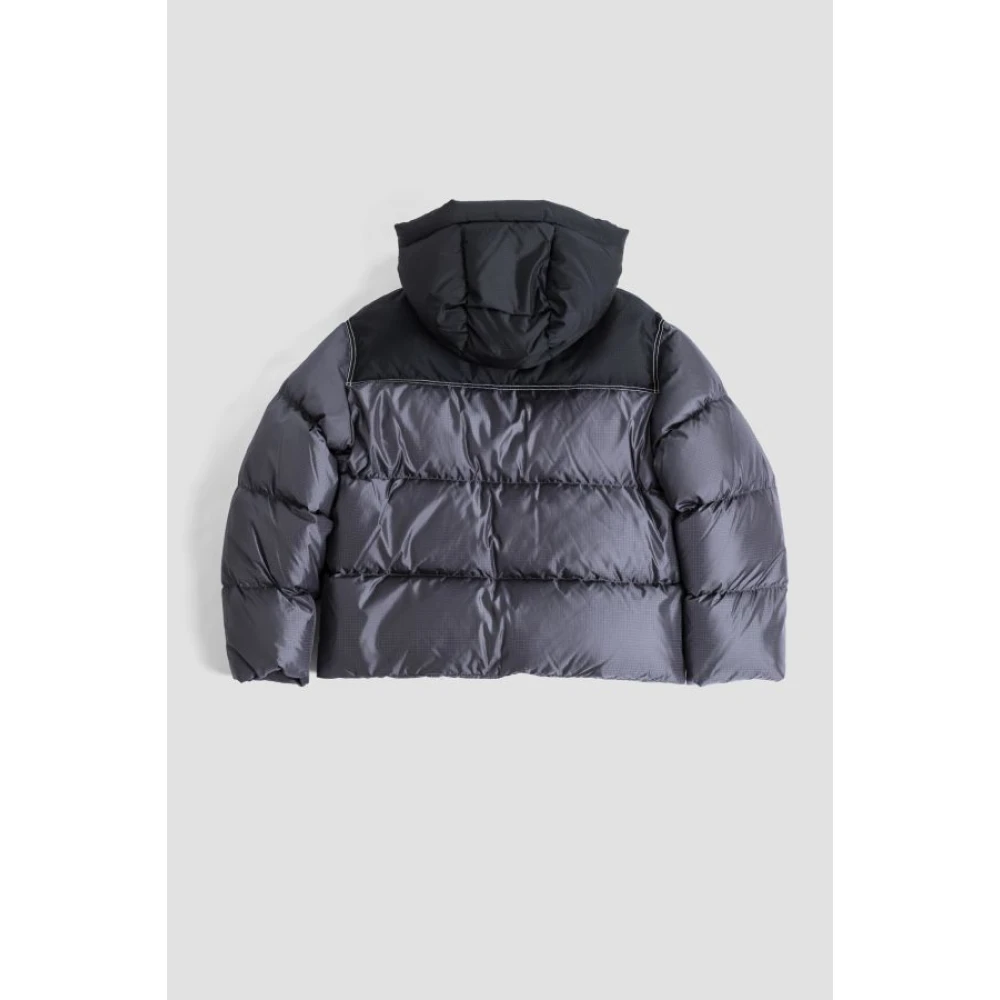 Off White Grijze Patch donsjack met capuchon Gray Heren