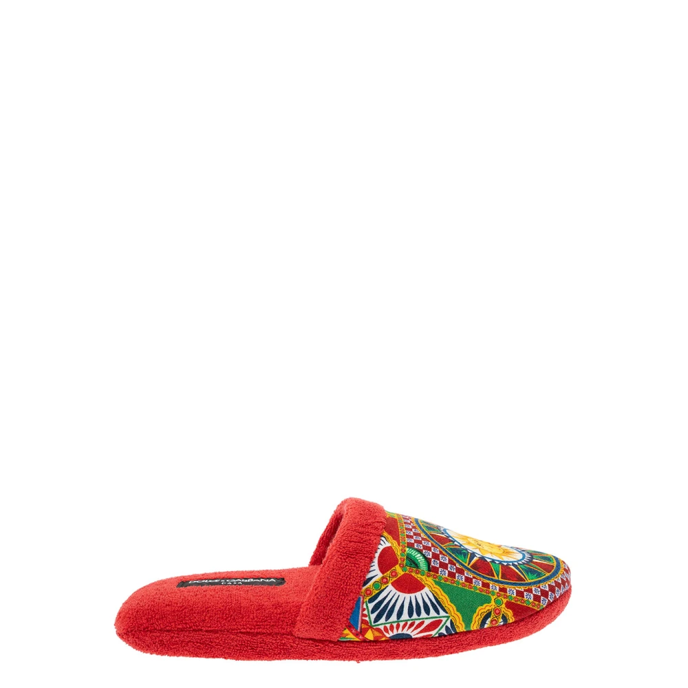 Dolce & Gabbana Unisex Rouge Chaussures, Taille: S Cotton Terry Slippers