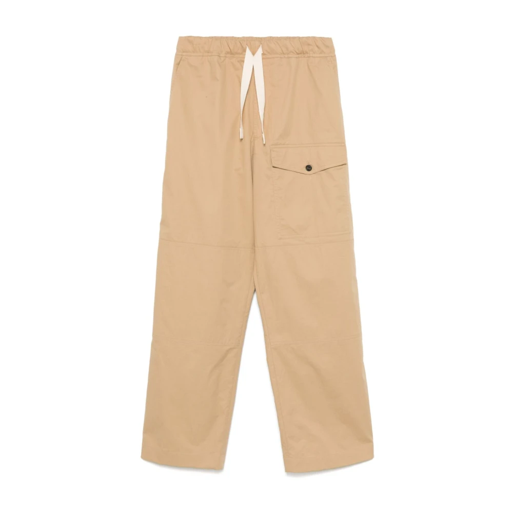 Dries Van Noten Beige Straight Trousers, Male, L, Elasticated Drawstring Trousers