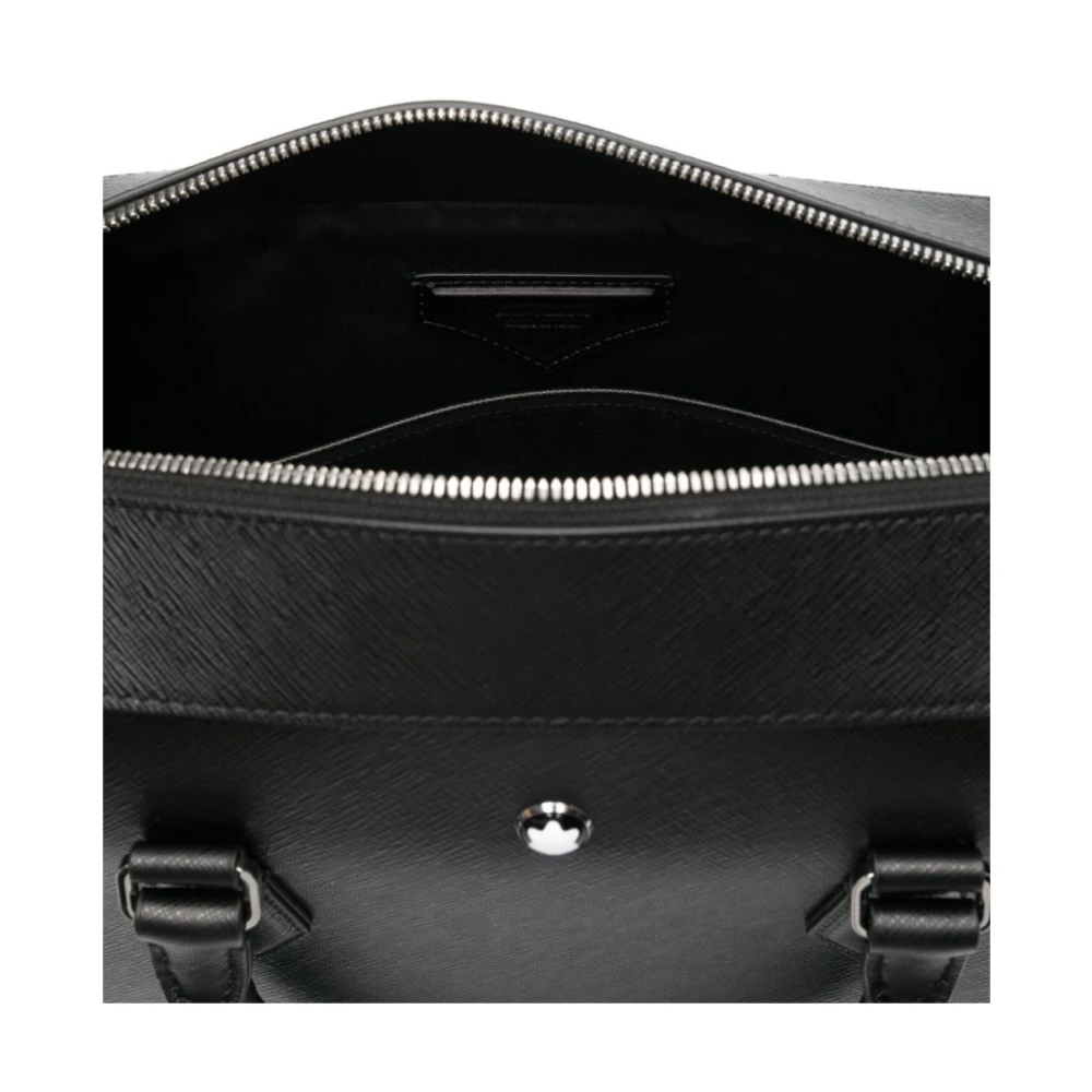 Montblanc Zwarte Getextureerde Leren Zakelijke Tas Black Heren