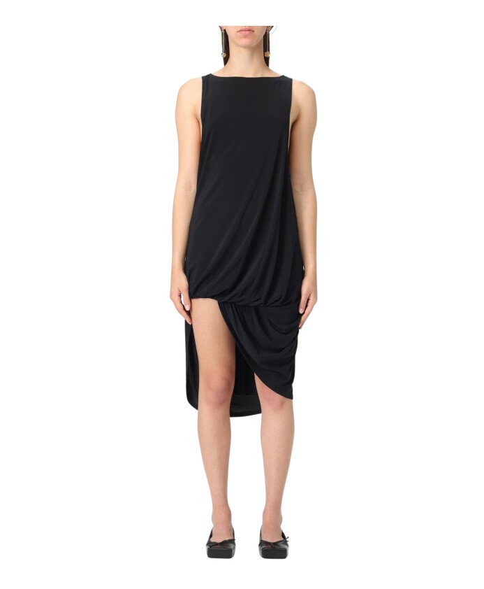 robe-midi-drapee-noire