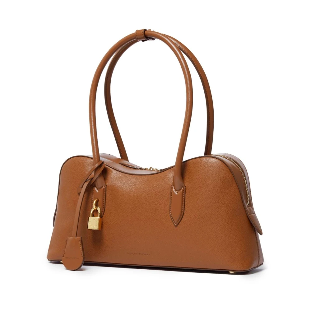 Stella Mccartney Bruine Leren Tassen met Hangslot Detail Brown Dames