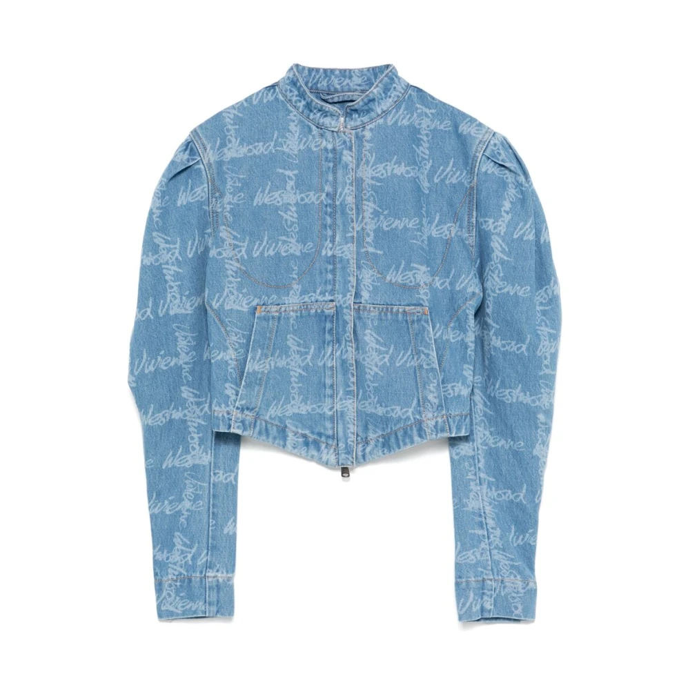 Vivienne Westwood Blauwe Logo Print Buitenkleding Jas Blue Dames
