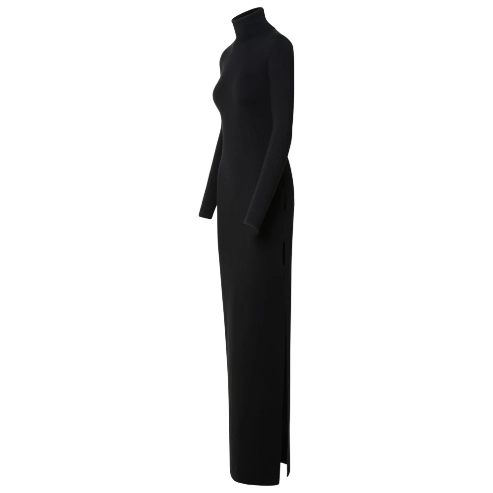 Saint Laurent Geribbelde Jurk van Virgin Wool Black Dames