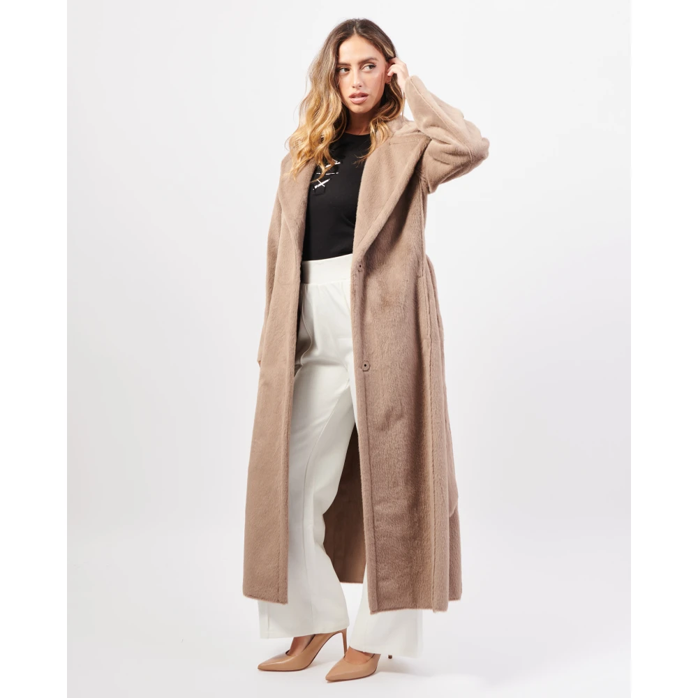 Guess Beige Faux Fur Lange Jas Beige Dames