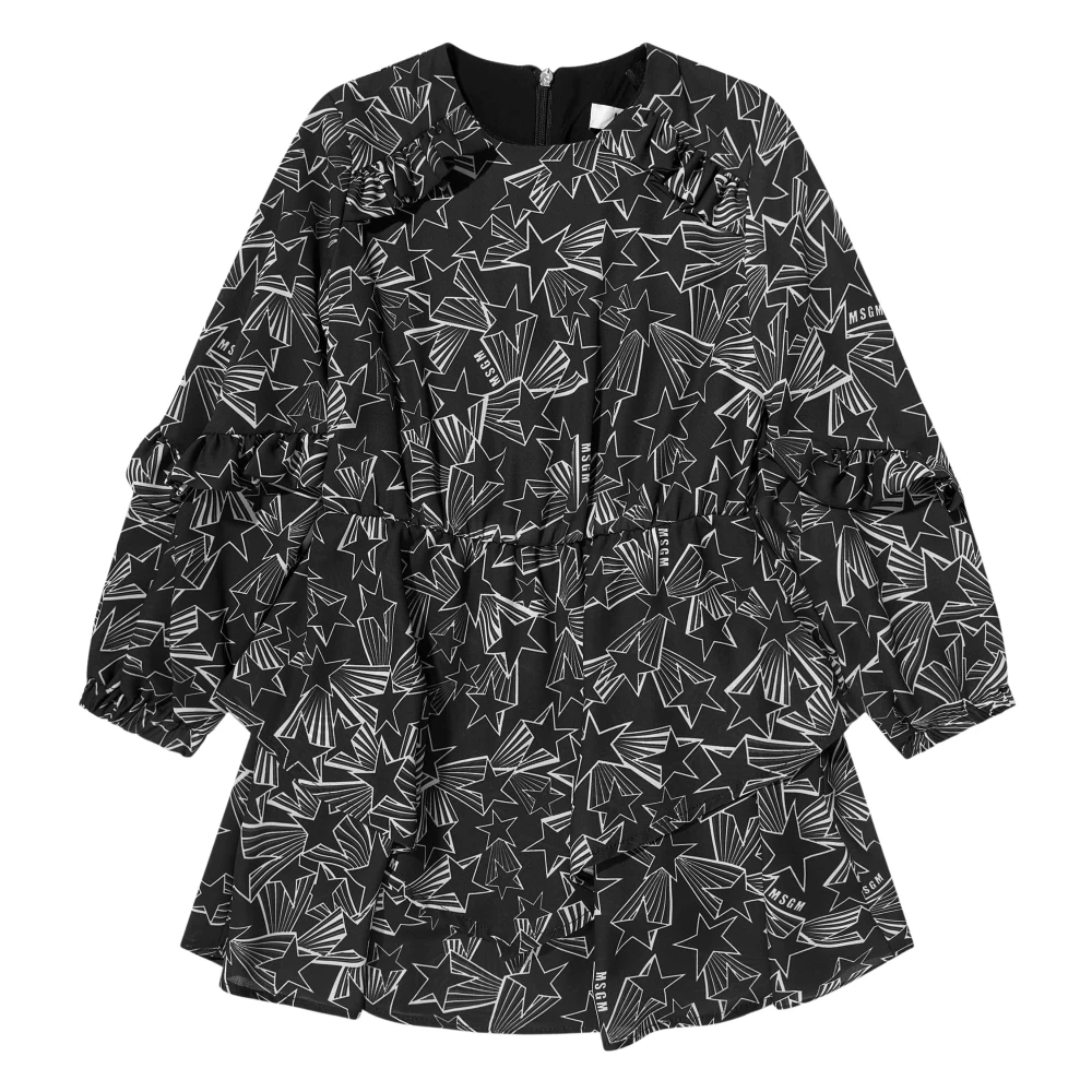 Msgm Black Dresses, Female, 12 Y, Georgette Dress