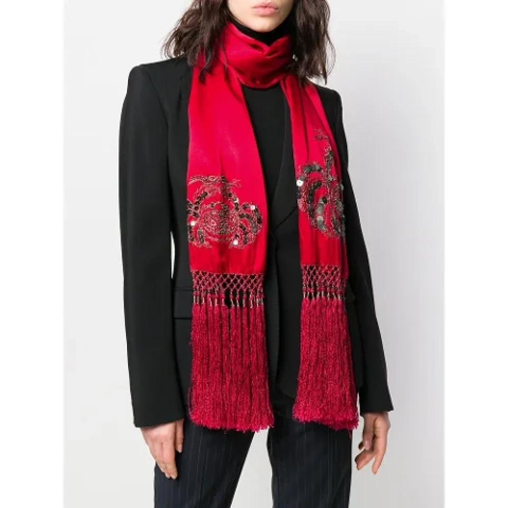 Armani Pre-owned Silk scarves Red Dames