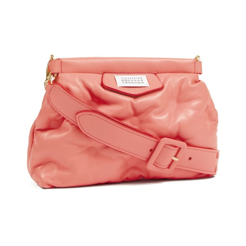 Maison Margiela Koraalrode schoudertas met logo Pink Dames