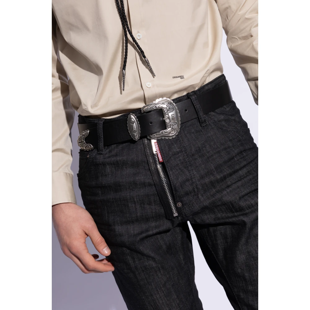 Dsquared2 Leren riem Black Heren