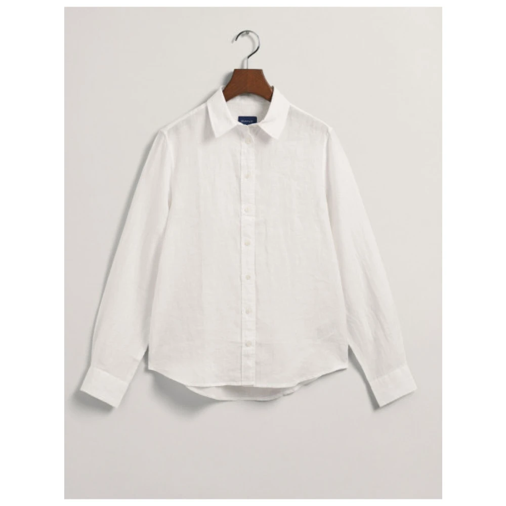 Gant Reguliere Linnen Chambray Overhemd White Dames