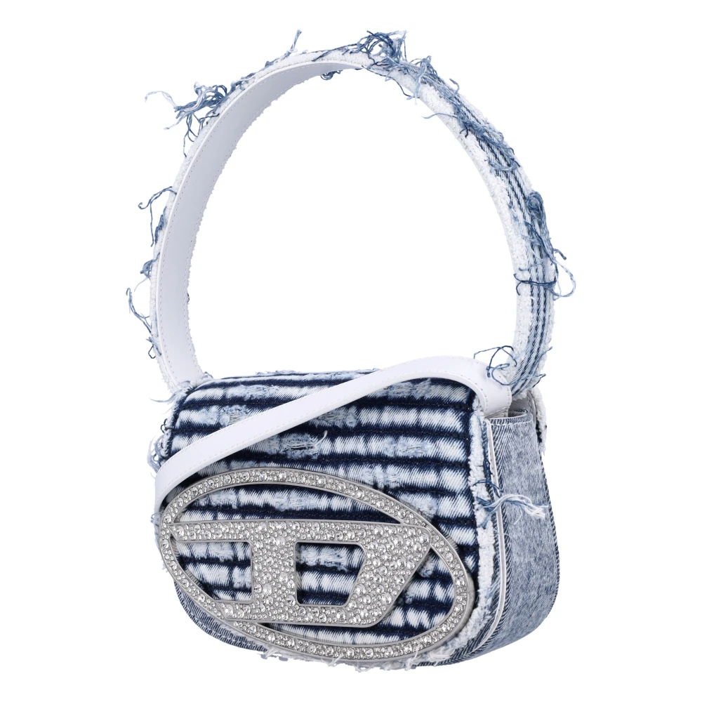 Diesel Gebleekte Denim 1DR Tas met Strass Blue Dames