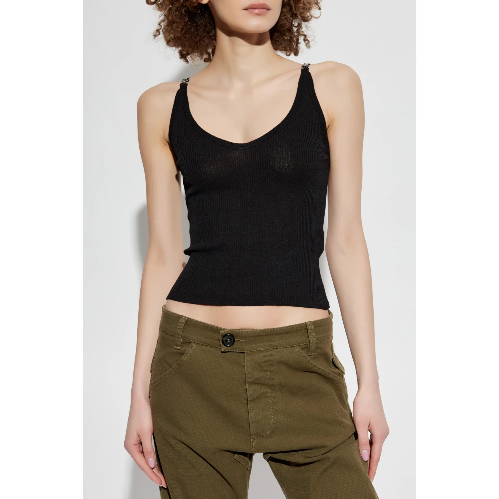 Dsquared2 Geribbelde Top Black Dames