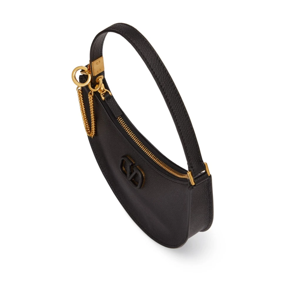 Valentino Garavani Zwarte V-Sling Mini Hobo Tas Black Dames