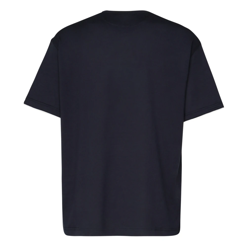 Eleventy Blauw Katoenen T-shirt met Zakborduursel Blue Heren