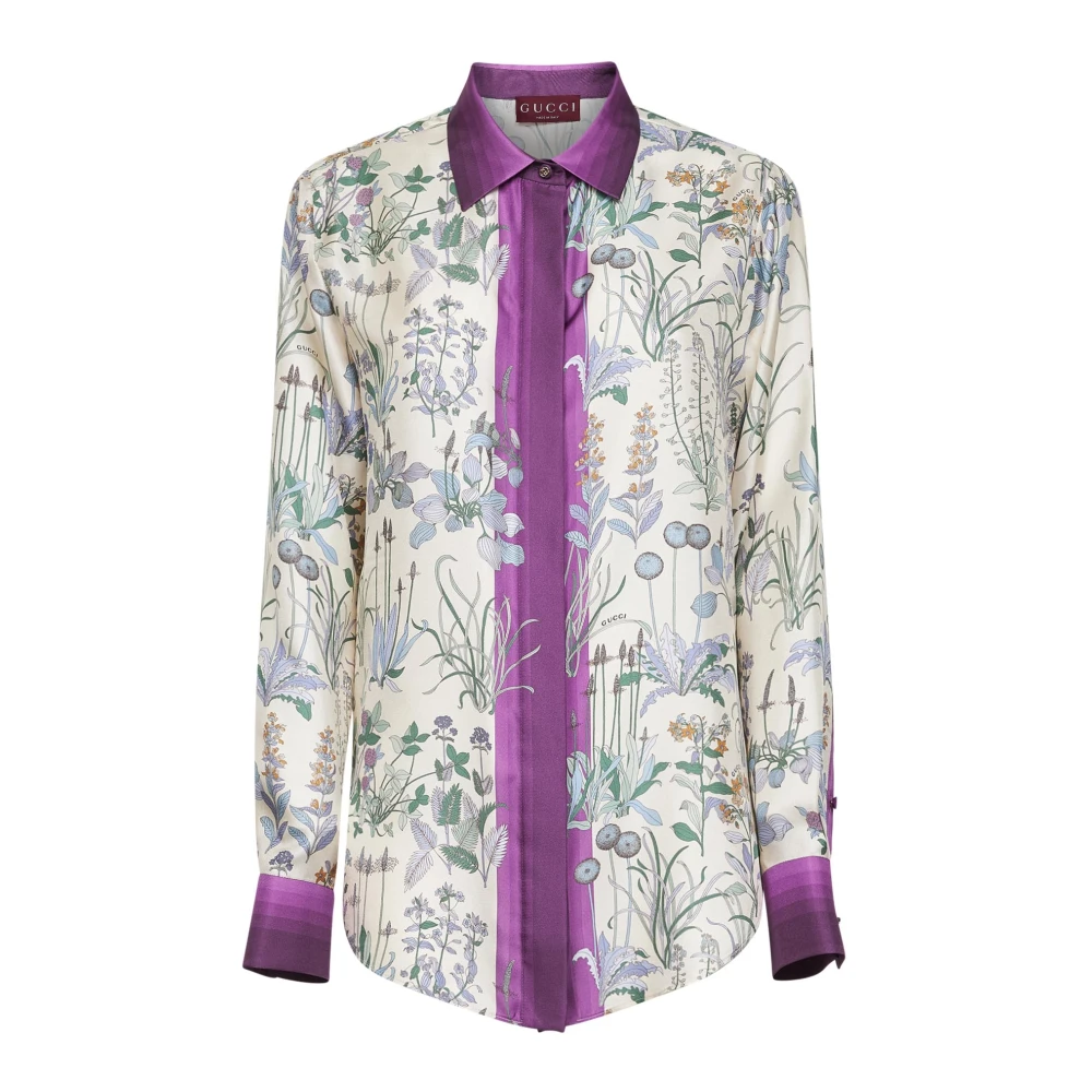 Gucci Women's Multicolor Shirts, 2XL, Printed Silk Twill Shirt