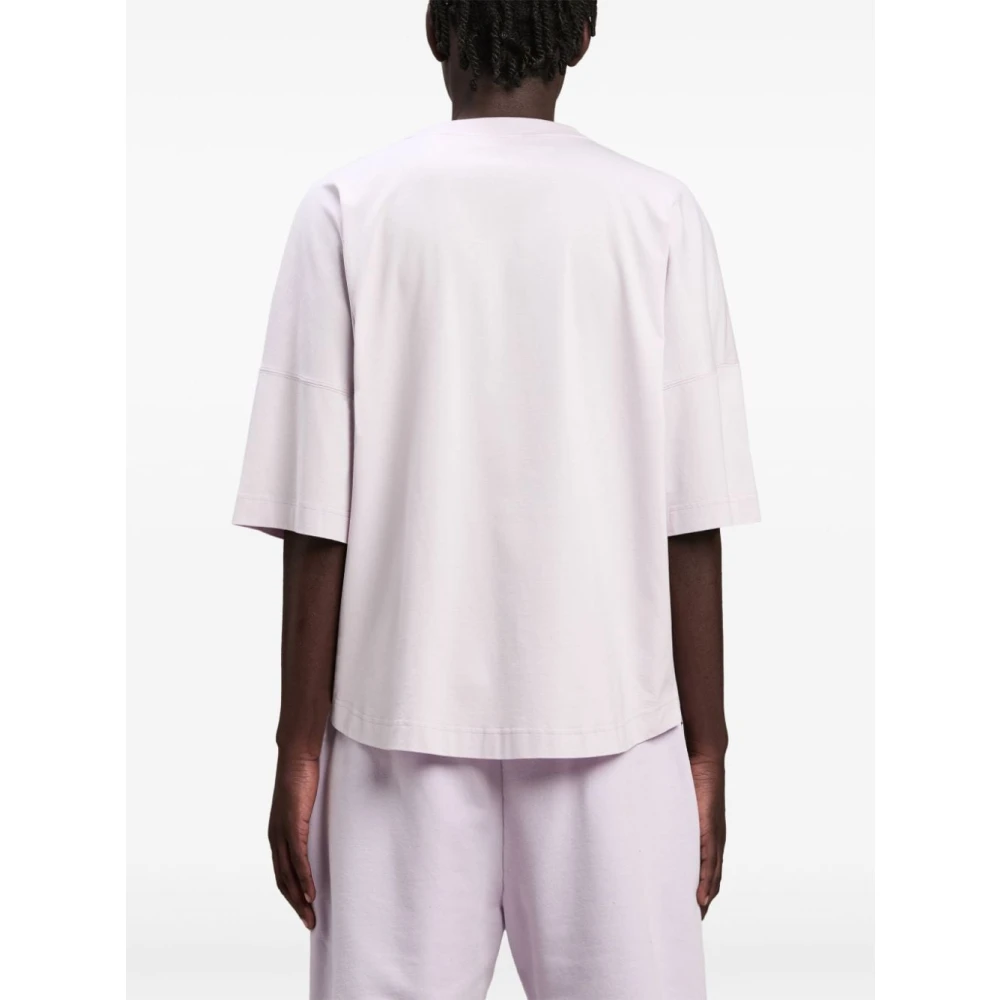 Palm Angels Lila Oversized Logo T-shirt Bordeaux Beige Heren