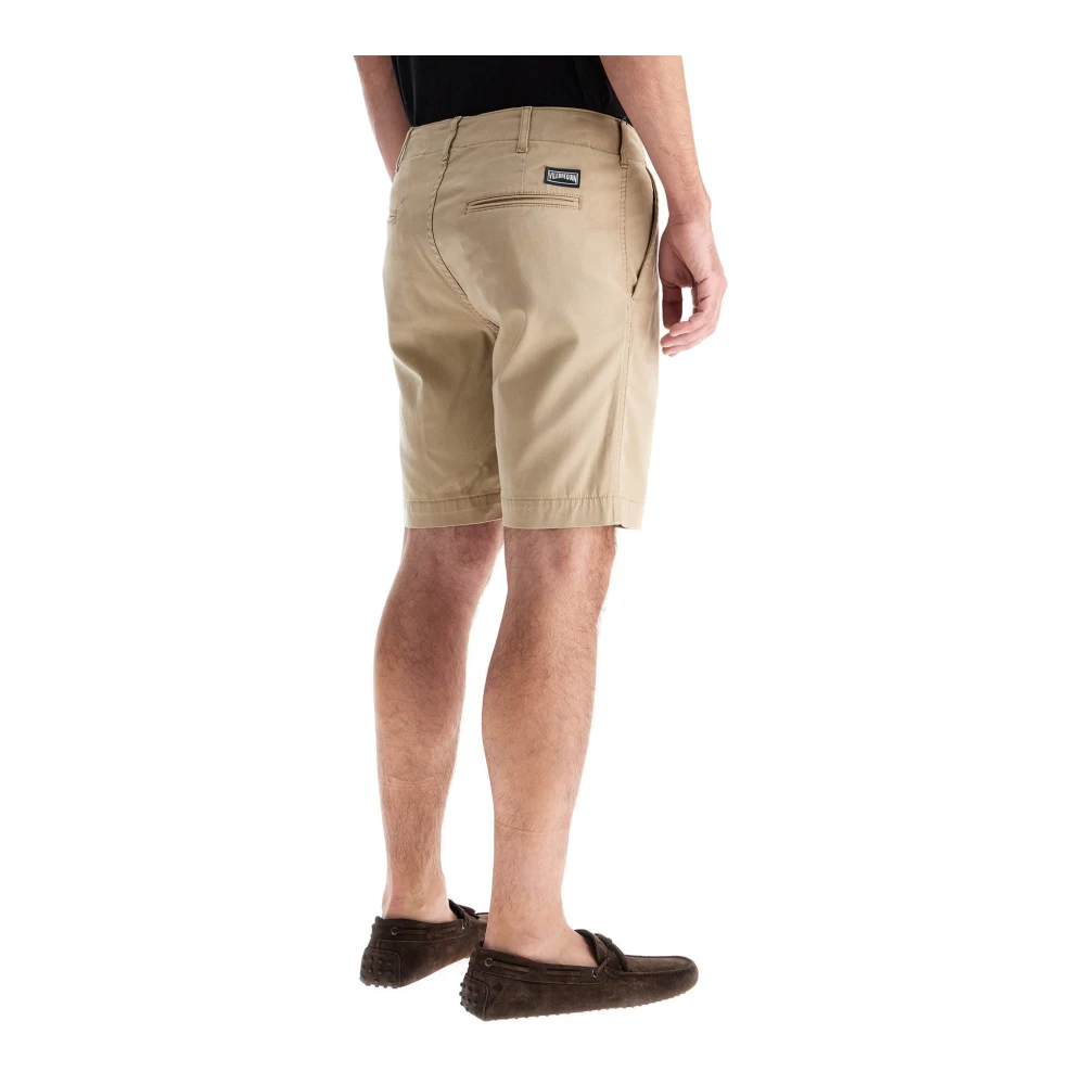 Vilebrequin Tencel Gabardine Bermuda Punch Shorts Beige Heren