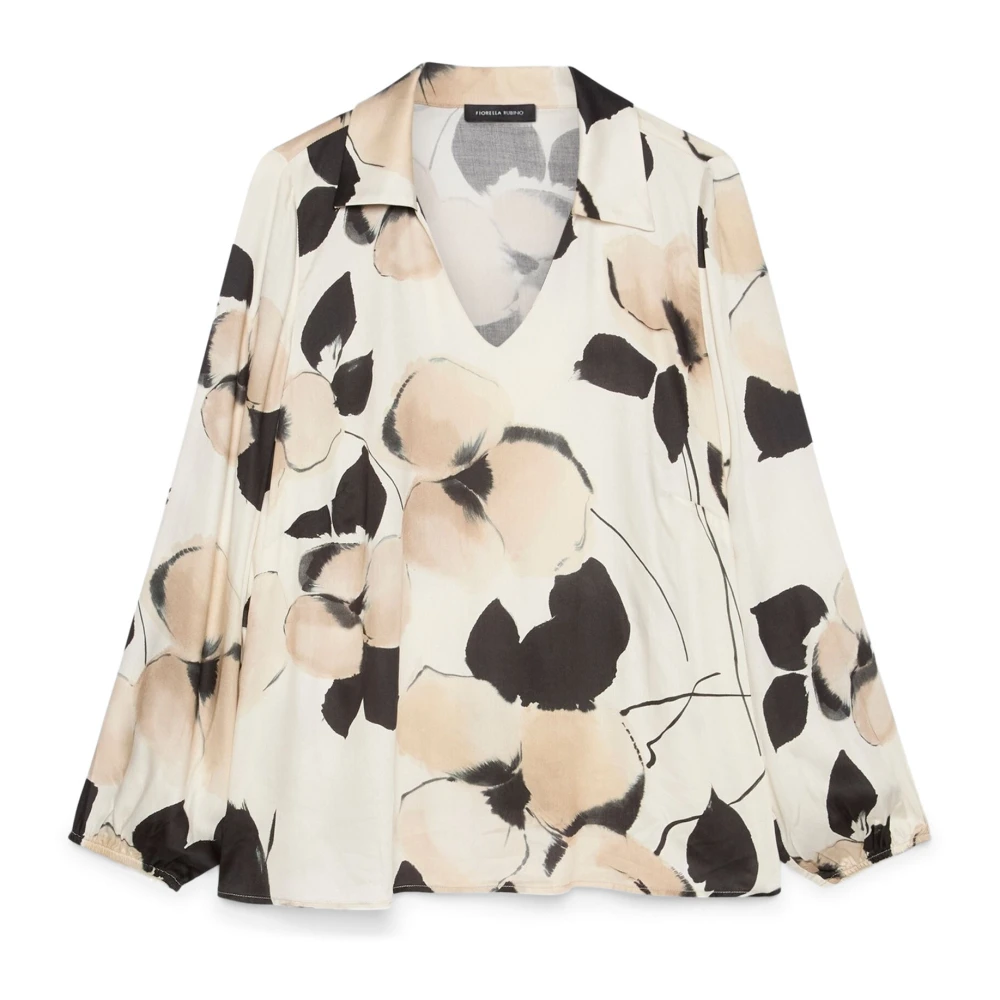 Fiorella Rubino Vrouw Multicolor Overhemden Dames, Veelkleurig, 6XL, Satijn, Satijnen Blouse Met Bloemenprint