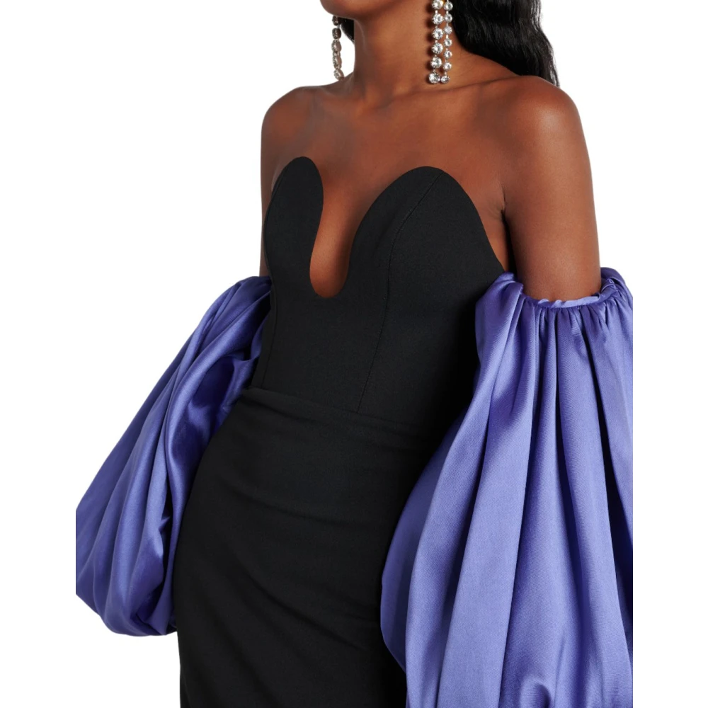 Solace London Elegante geëmbosseerde lange jurk Black Dames