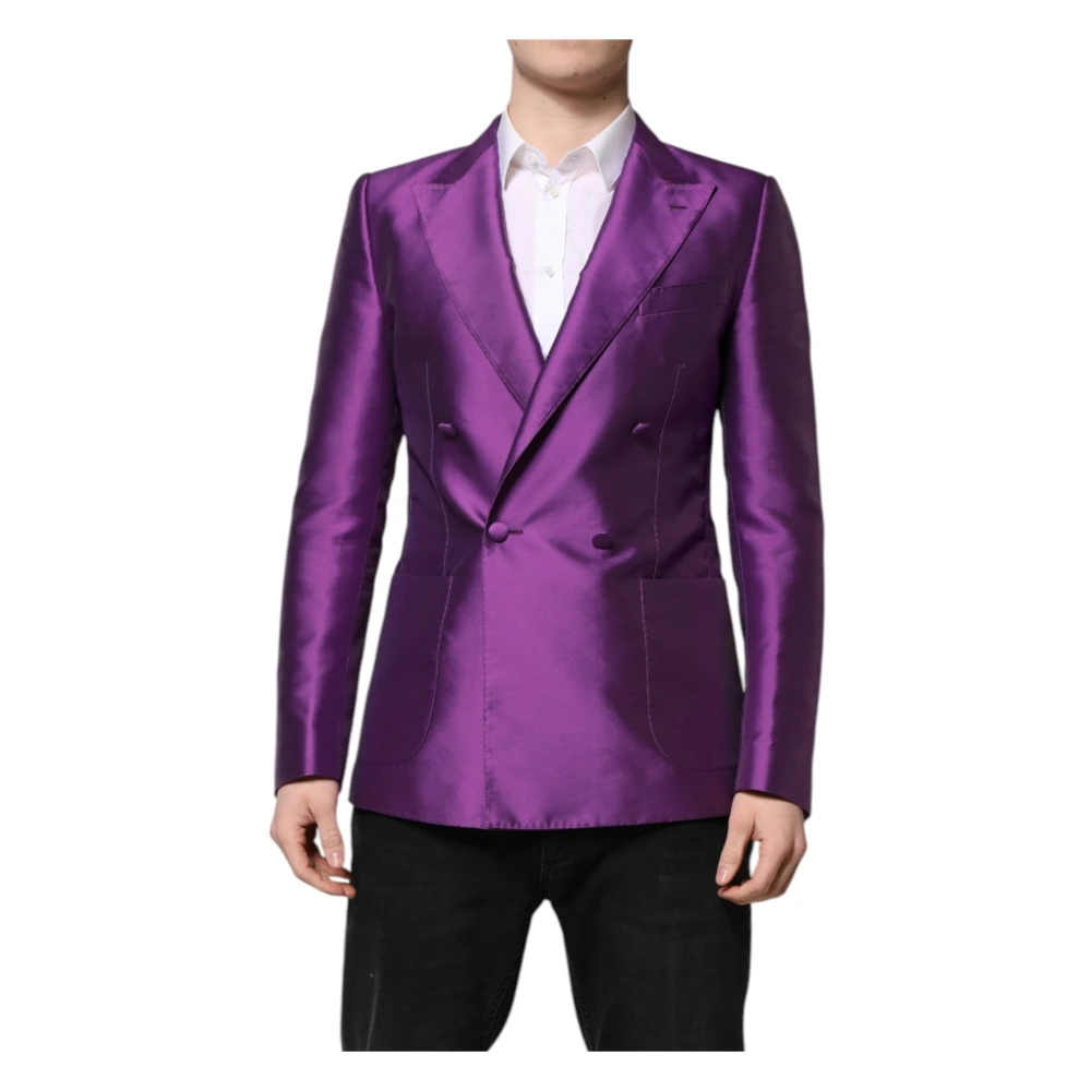 Dolce & Gabbana Men's Purple Double Breasted Suit Blazer