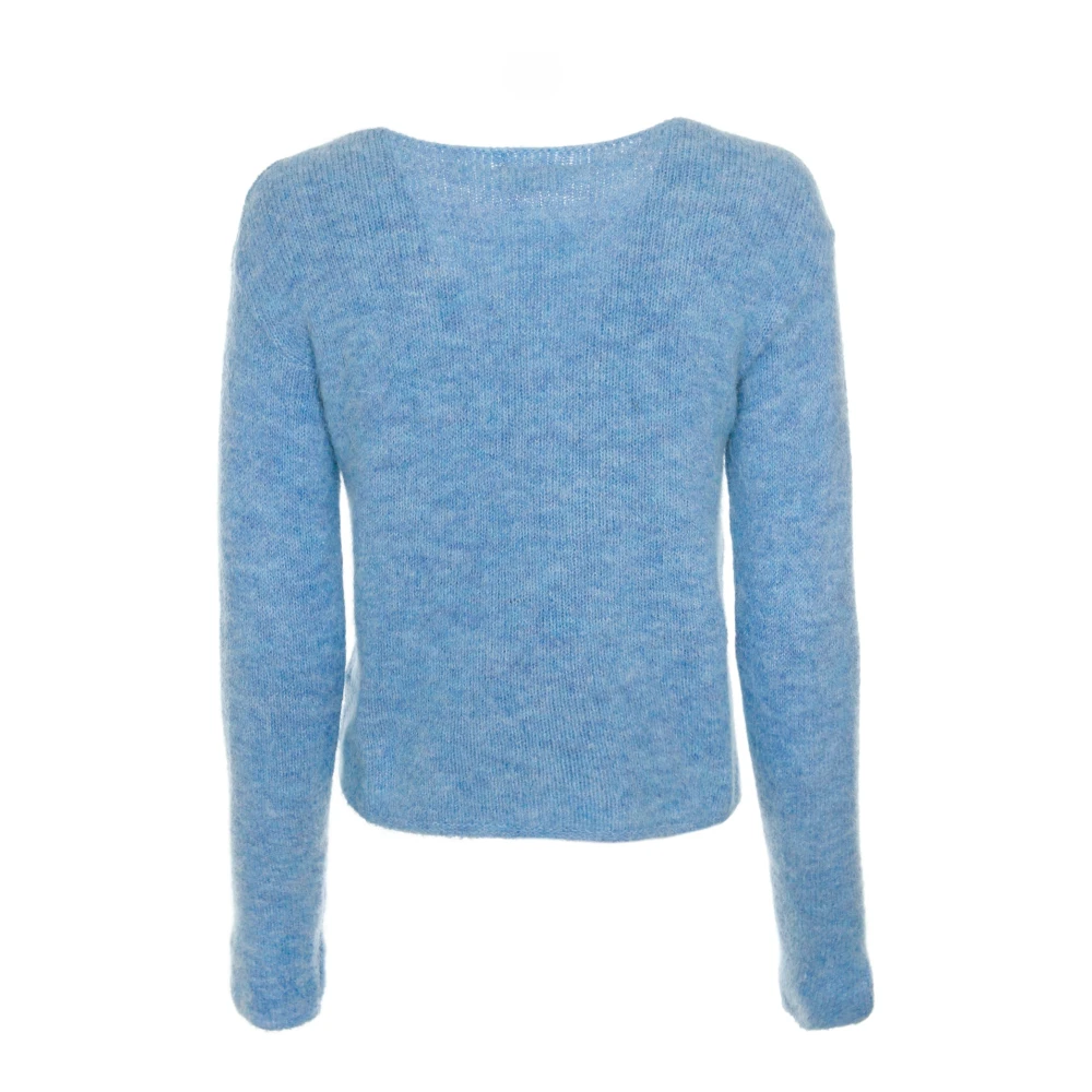 American vintage Gezellig Gebreide Trui met Ronde Hals Blue Dames